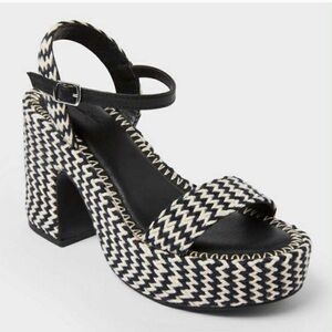 Universal Thread Madeline Woven Platform Sandal White & Black 6